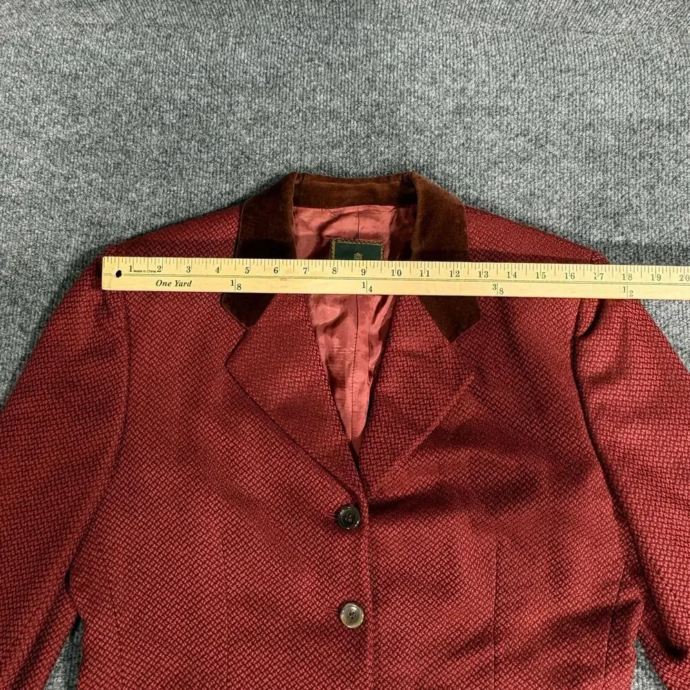 Isaia Blazer Mens IT 48 Red Cashmere Tweed Velvet Collar Sport Coat Made Italy